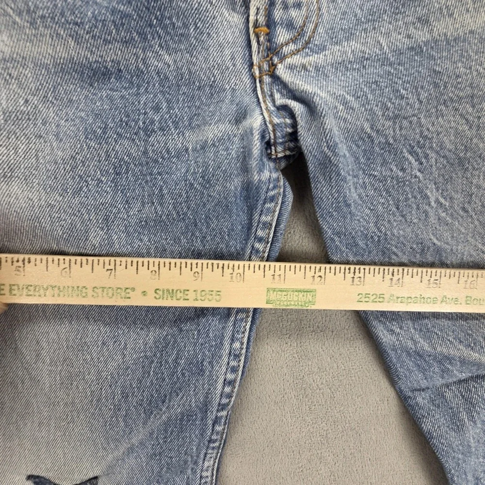 VTG Levis 501 Jeans Mens Blue Light Wash Made In USA Star Patchwork Fits 32x28 - Picture 6 of 16